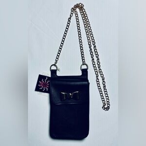 Olivia Miller Faux Vegan Leather Bow Turnlock Cell Phone Crossbody Mini Bag NEW